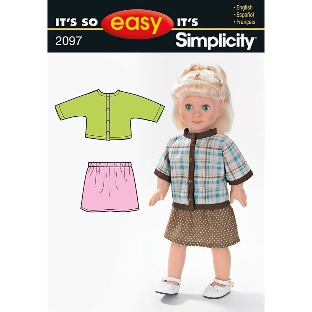 Simplicity Sewing Pattern 2097 Doll Clothes 18"